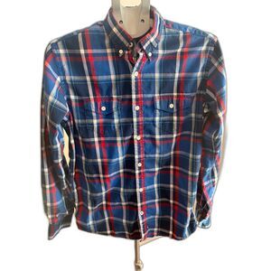 Tommy Hilfiger Vintage Fit Plaid Button Down Small All American Anchor Emblem